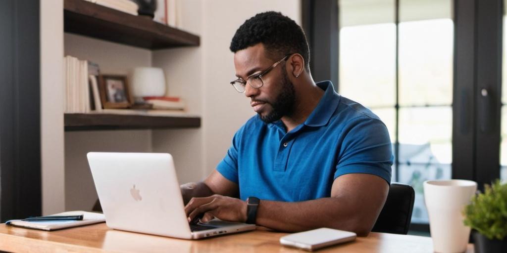 man investigating binary options